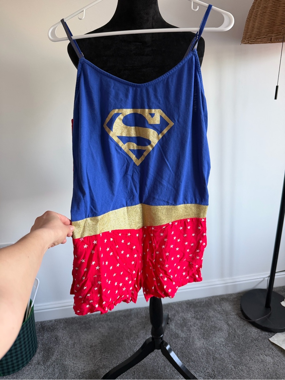 Eram Supergirl-Inspired Women’s Sleep Romper in Blue, Red & Gold